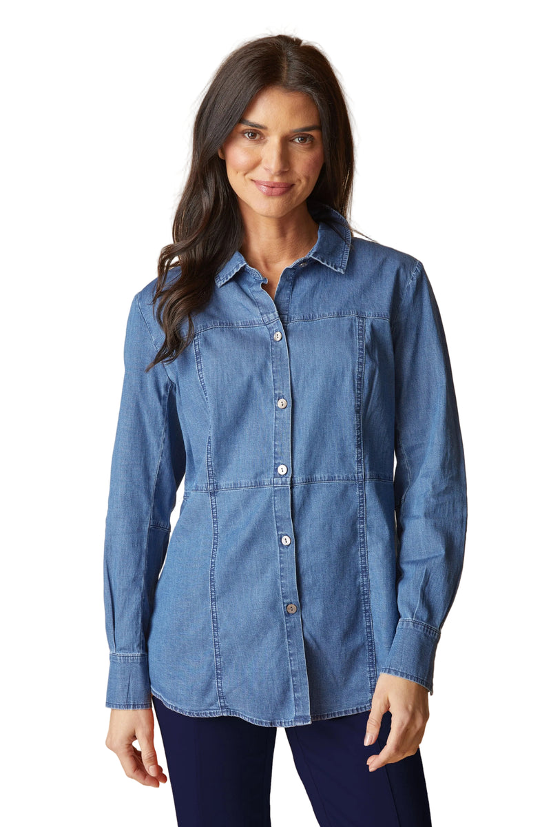 Perfect Travel Denim Seamed Shirt - 15518