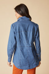Perfect Travel Denim Seamed Shirt - 15518