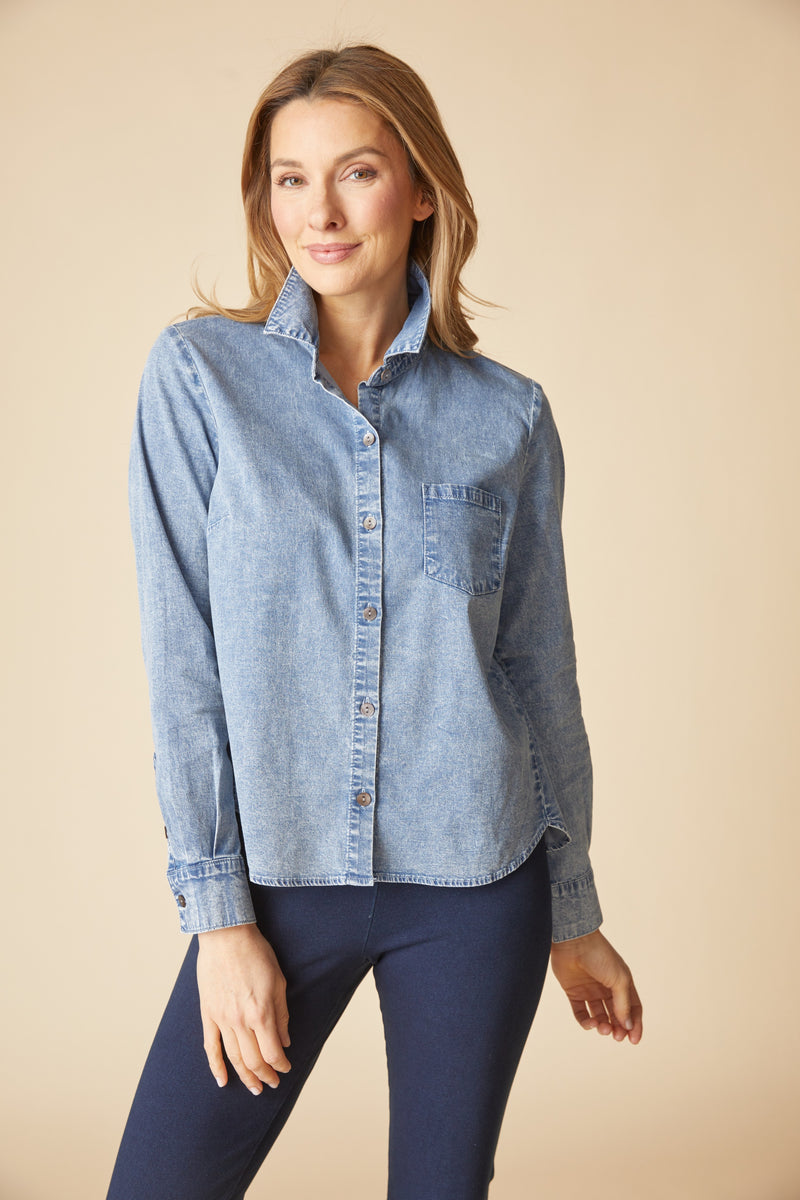Habitat Shaped Hem Shirt - Light Denim - image 2