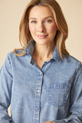 Habitat Shaped Hem Shirt - Light Denim - image 3