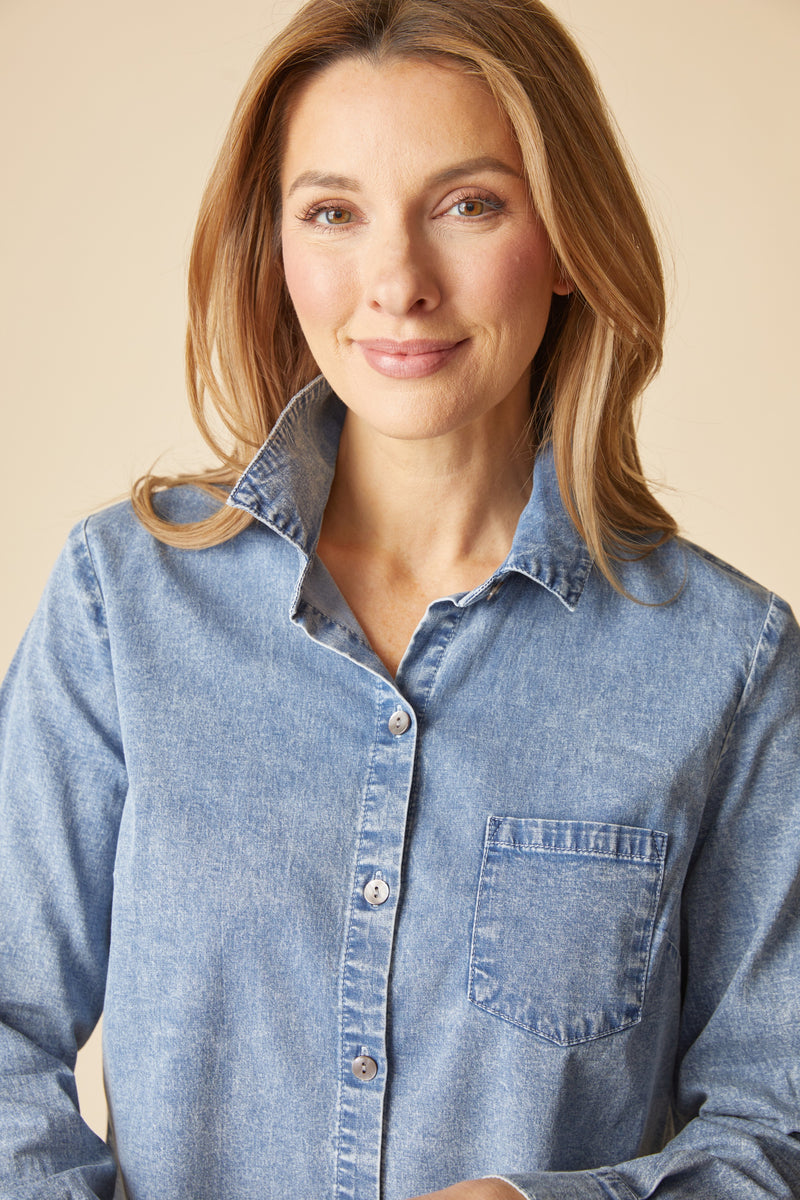 Habitat Shaped Hem Shirt - Light Denim - image 3