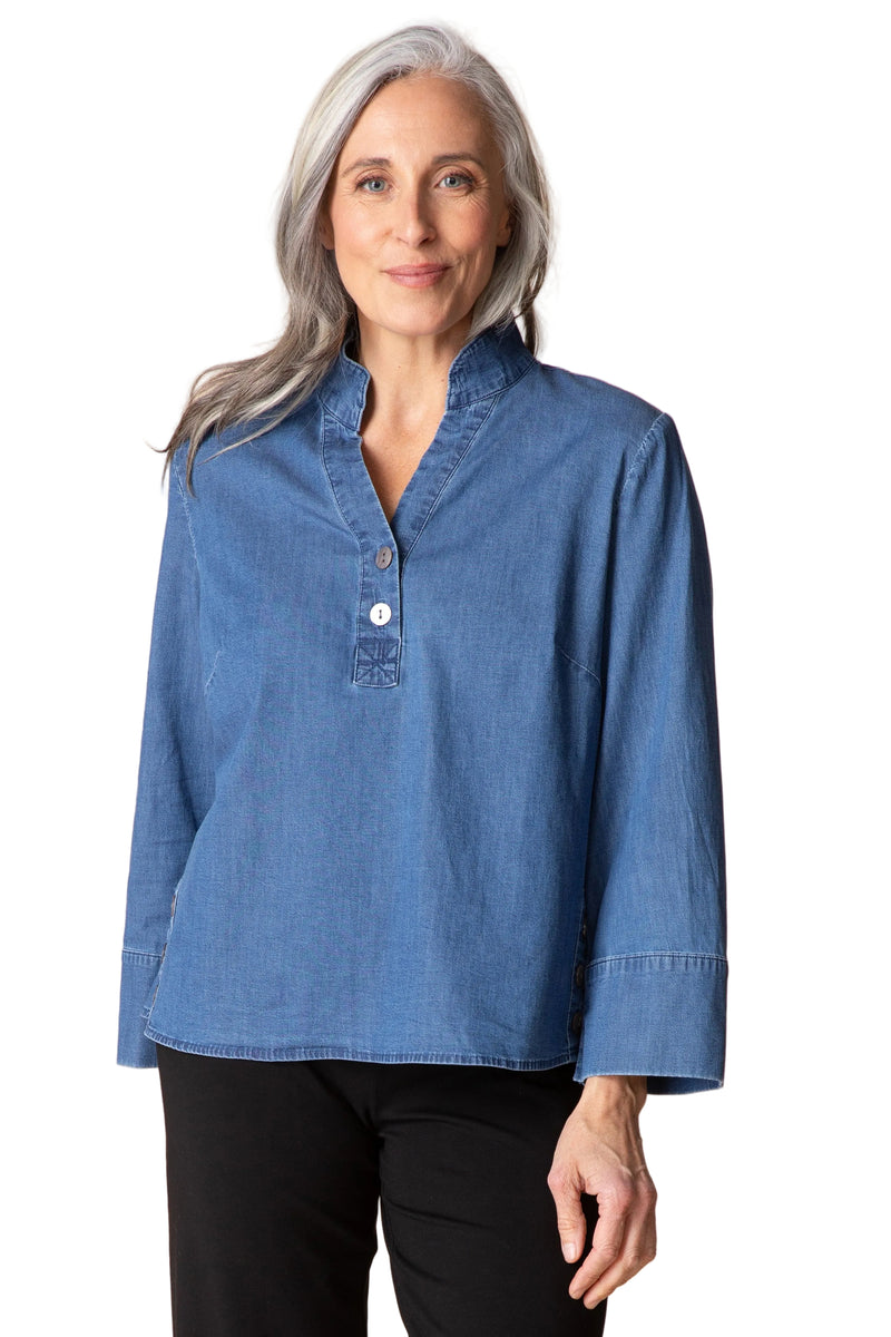 Habitat Half Placket Pullover - Medium Denim - image 1