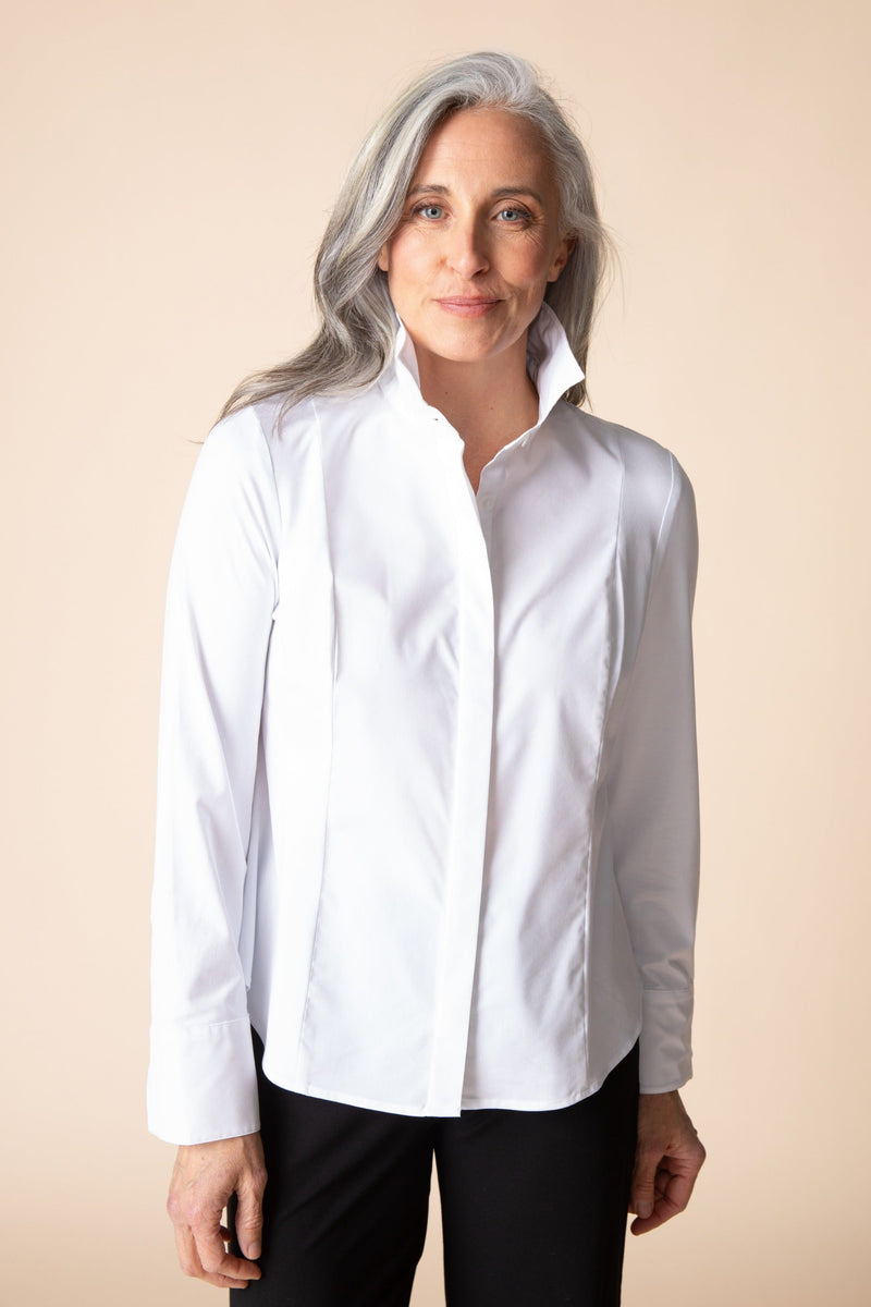Knit Mix Hidden Placket Shirt - 15601