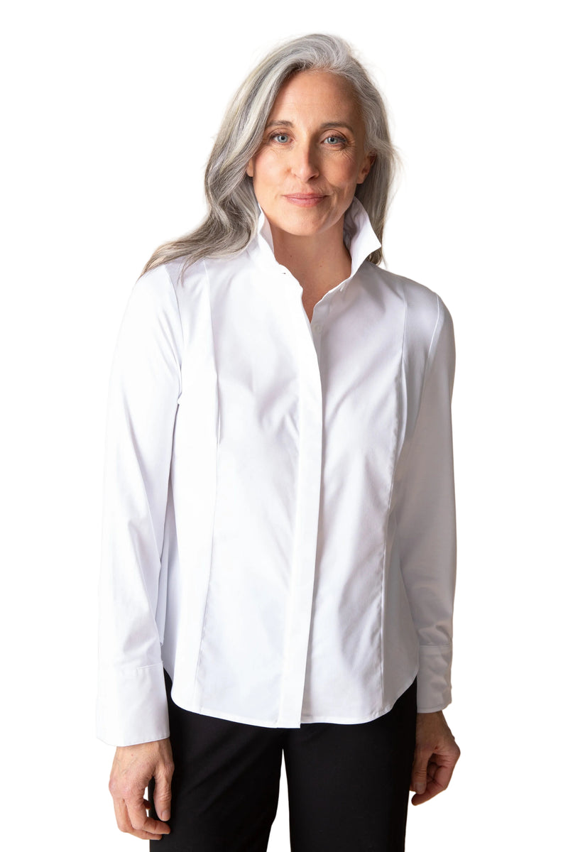 Habitat Knit Mix Hidden Placket Shirt - White - image 1