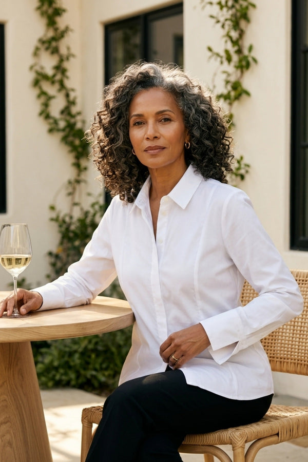 Knit Mix Hidden Placket Shirt - 15601