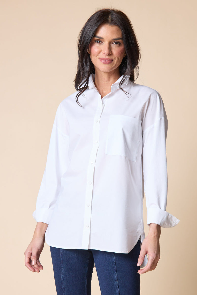 Perfect Travel Knit Mix Boyfriend Shirt - 15603