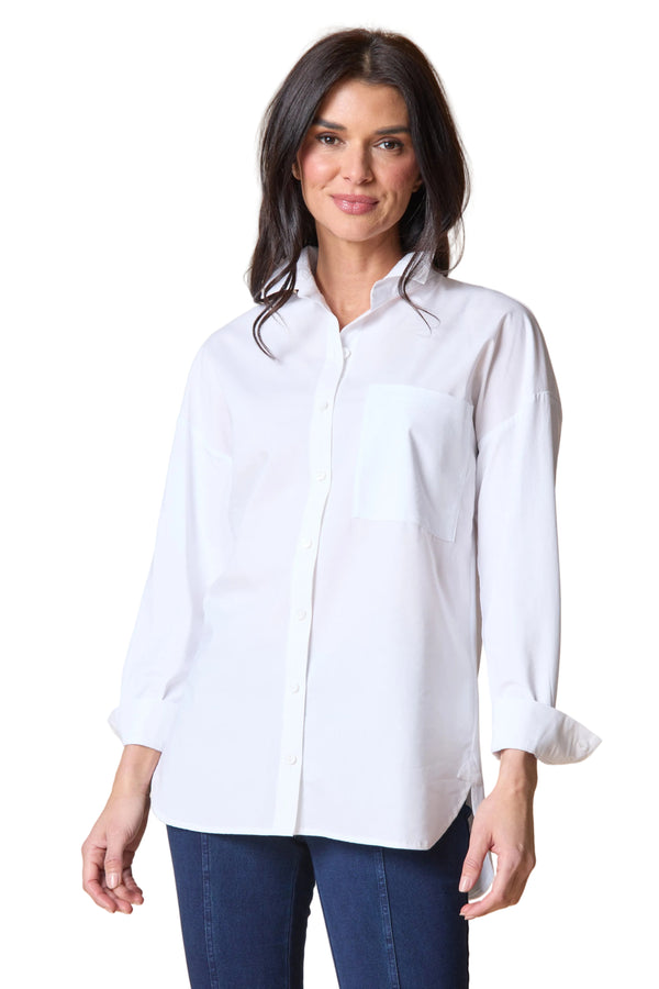 Perfect Travel Knit Mix Boyfriend Shirt - 15603