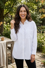 Perfect Travel Knit Mix Boyfriend Shirt - 15603