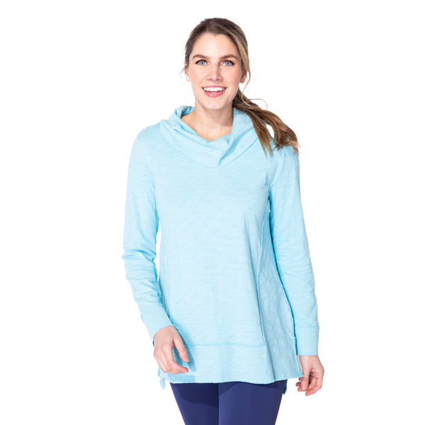 Drape Neck Cotton Slub Tunic in Sky Blue - 10023-SKY - Size XS Only!