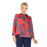 Blossom Jacquard Asymmetric Jacket in Red - 4758J-RD - Sizes M & XXL