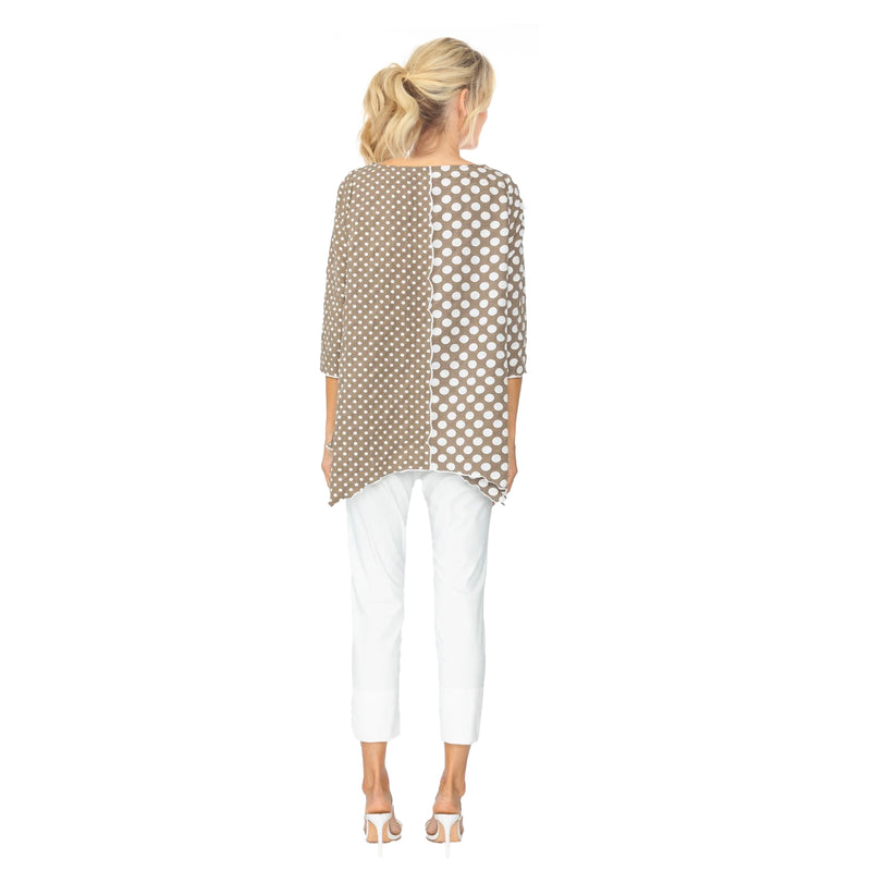 Mixed Polka Dot Tunic - C1062T-BRN