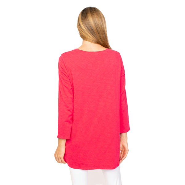 Soft Peruvian Cotton Scalloped Pocket Tunic in Fuchsia - 27637