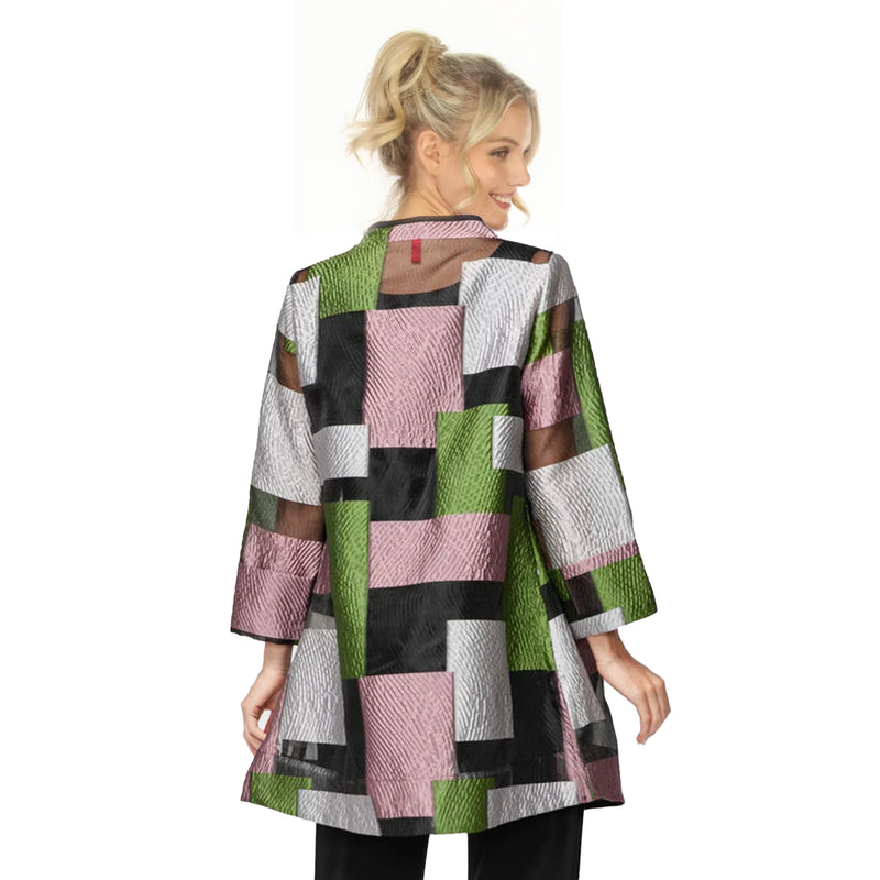 Geometric Patchwork Open Front Jacket - 7517J