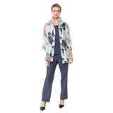 Sheer Floral Hi-Low Blouse in Blue/Grey - 2277J-BG -