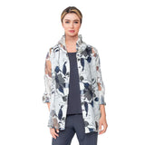 Sheer Floral Hi-Low Blouse in Blue/Grey - 2277J-BG -