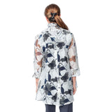 Sheer Floral Hi-Low Blouse in Blue/Grey - 2277J-BG -