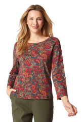 Paisley Everyday Tee - 16911 in Wine - Front View