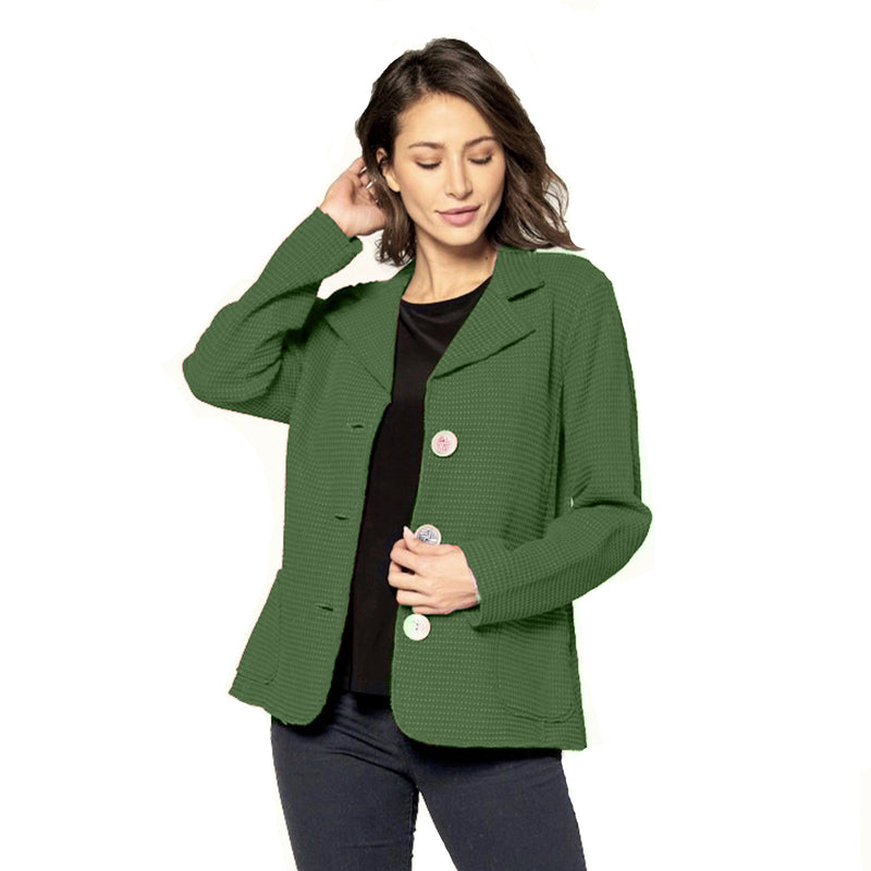 Button Front Waffle Jacket in Avocado - SW203-AVO - Size S Only!