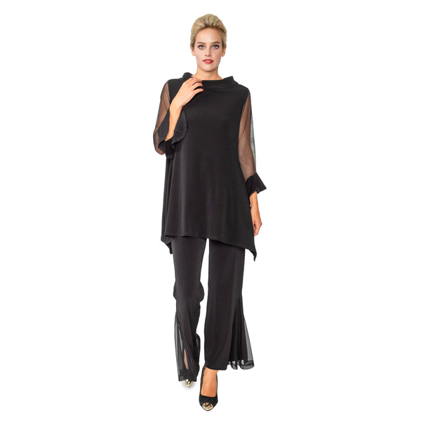 IC Collection Mesh Sleeve Tunic in Black - 4953T