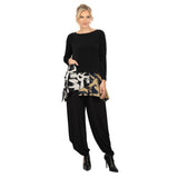 Print Trim Pocket Tunic in Black - 7570T- BLK