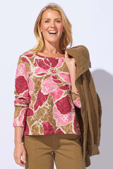 Floral Cotton Club Stepped Hem Boxy Tee - 17325