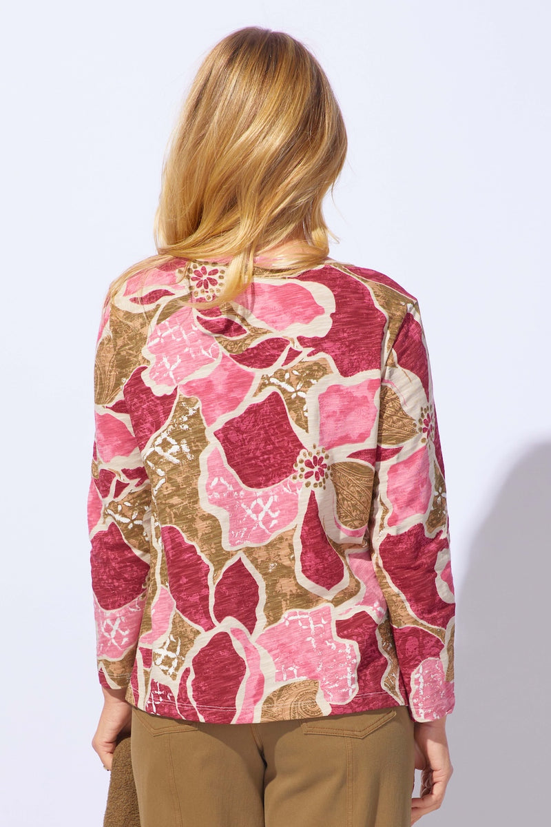 Floral Cotton Club Stepped Hem Boxy Tee - 17325