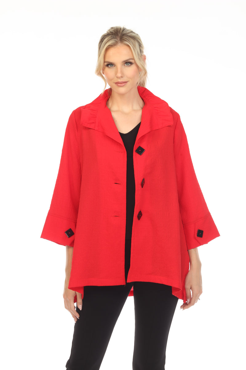 Button Front Ruffled Collar Jacket in Red - 3035 SOL - Sizes M & XL