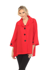 Button Front Ruffled Collar Jacket in Red - 3035 SOL - Sizes M & XL