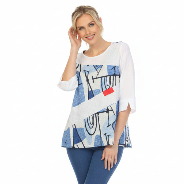 Modern Coastal Abstract Tunic in Blue Multi - 3711