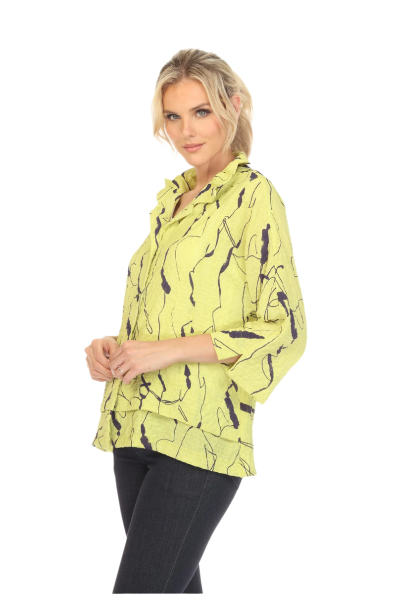 Abstract-Print Jacket in Lime - 3662