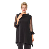 Mesh Sleeve Tunic in Black - 4953T