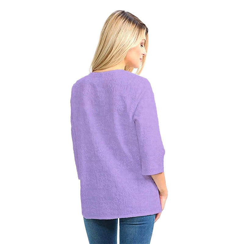 Focus Mineral Wash Embroidered Cotton Top in Lavender - C-630-LVN