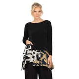 Print Trim Pocket Tunic in Black - 7570T- BLK