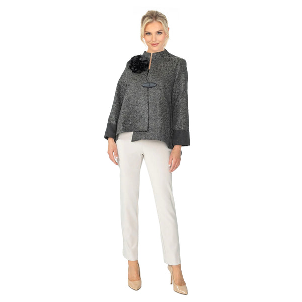 IC Collection Metallic Tweed Asymmetric Jacket  6687J