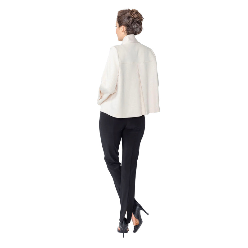 IC Collection Textured Short Zip-Front Swing Jacket in Cream - 4807J