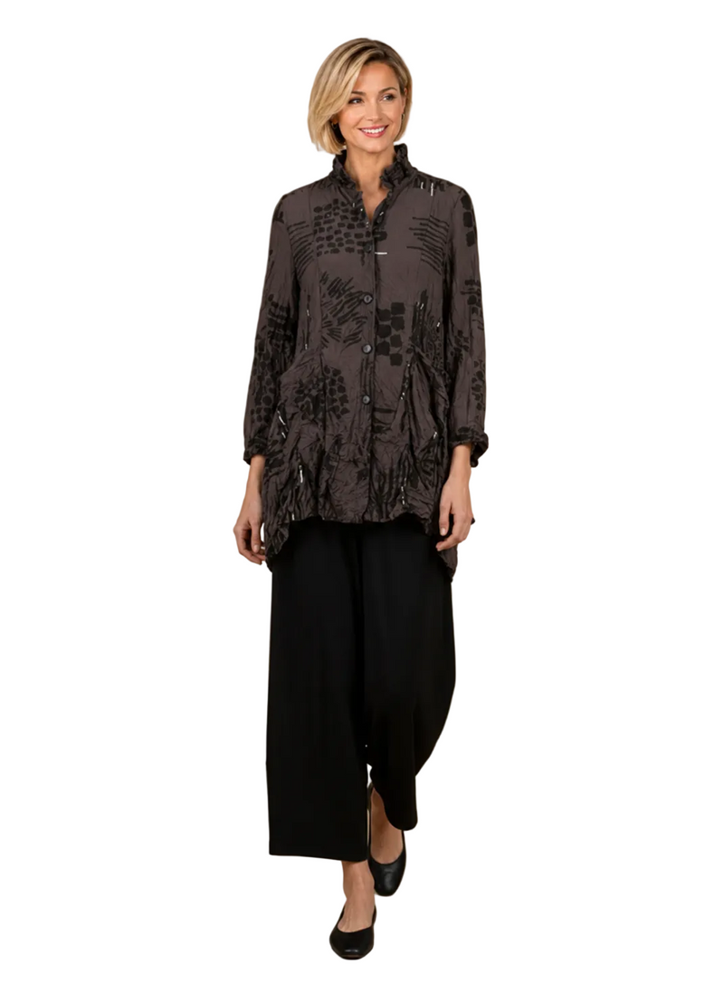 Just In! Textured Tunic Jacket in Brown - 4296