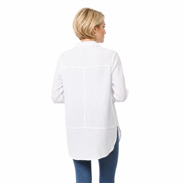 Lightweight Waffle Shirt Jacket in White - LW110-WHT