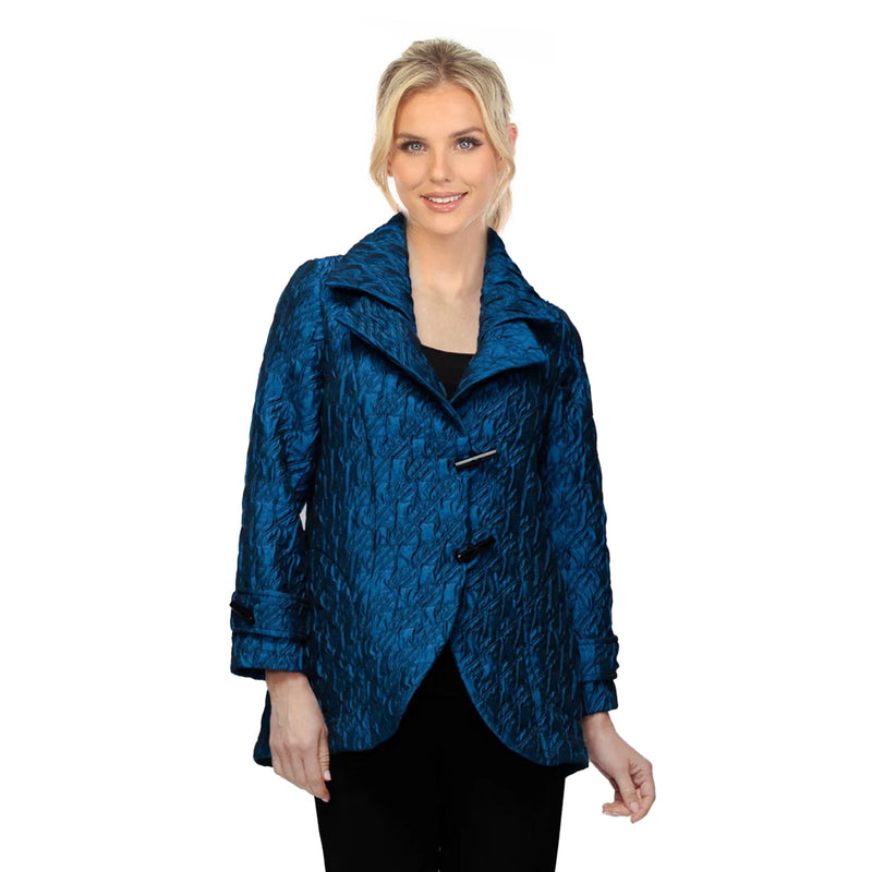 Sculpted Texture Double Collar Jacket in Blue - 7510J