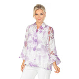 Sheer Floral High-Low Jacket in Purple - 6511J-PPL