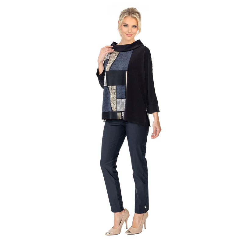 IC Collection Colorblock Tunic Top in Taupe/Multi - 4922T-TP