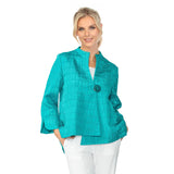 New Color! Textured One-Button Asymmetric Jacket in Teal - 6288J-TL