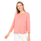 Cotton Pocket Pullover Sweater Top in Melon - 83015-MN