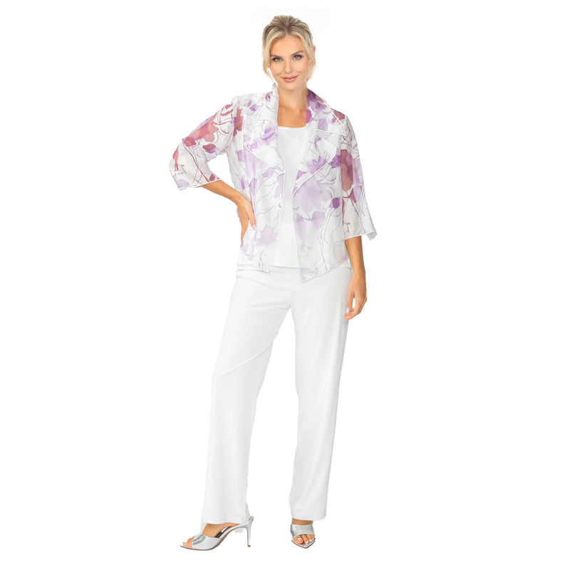 Just In! Sheer Floral Short Open Front Jacket in Purple - 7065J-PPL