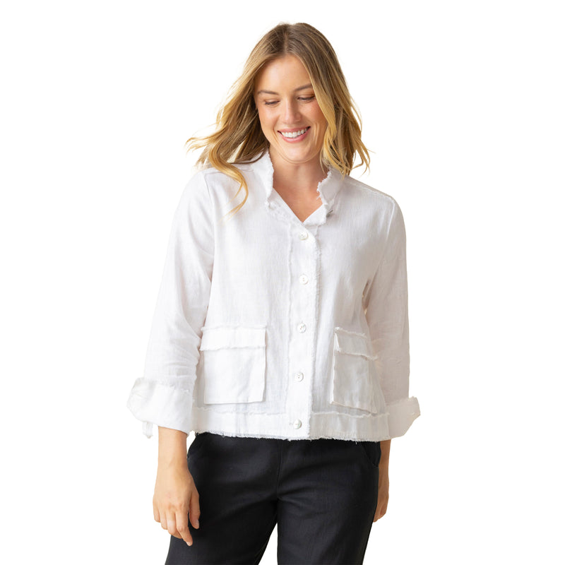 Summer Breeze Linen Jacket in White - 41552-WHT