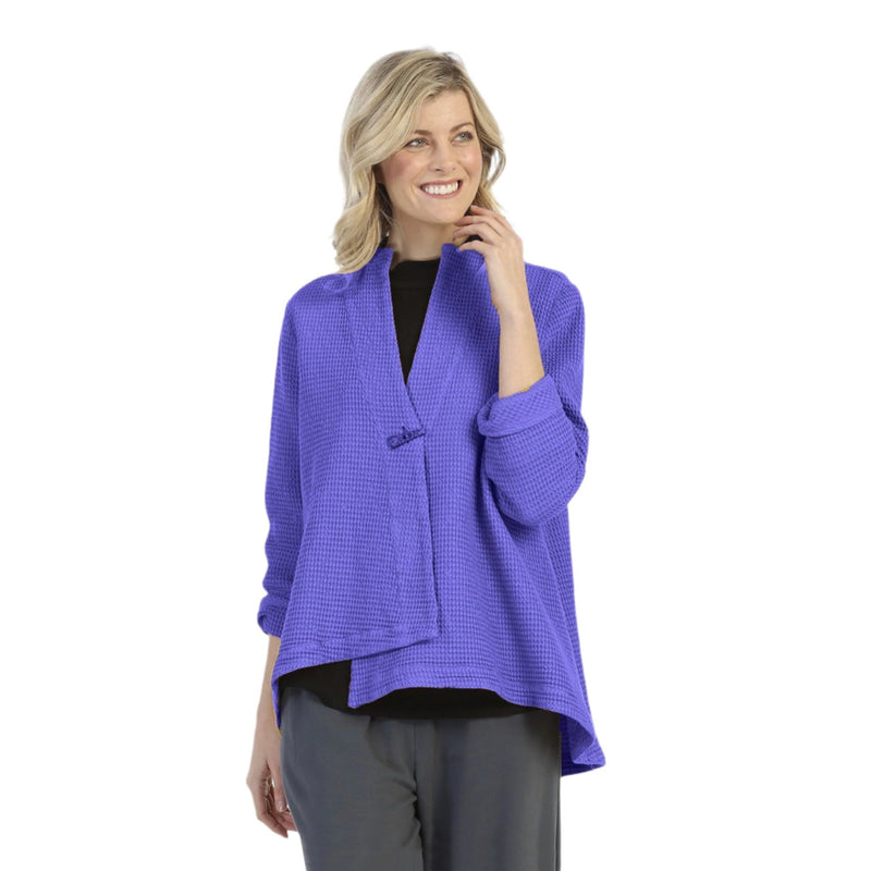 Focus Asymmetric Waffle Jacket in Violet - SW-206-VLT