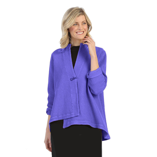 Focus Asymmetric Waffle Jacket in Violet - SW-206-VLT