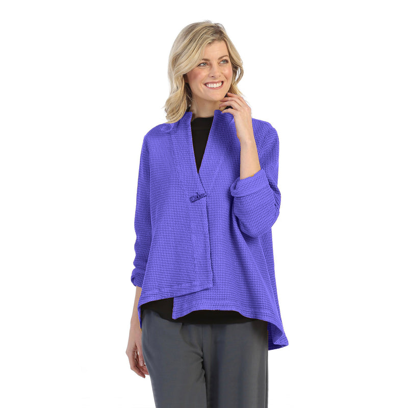 Focus Asymmetric Waffle Jacket in Violet - SW-206-VLT