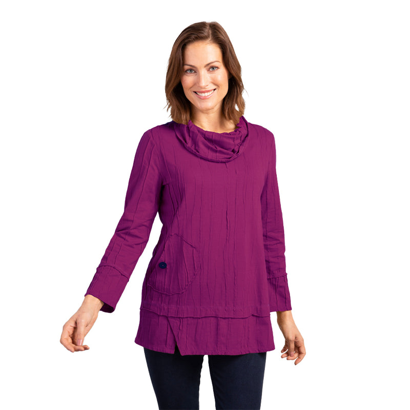 Habitat Textured Cowl-Neck Pocket Tunic in Mulberry - 16529-MB