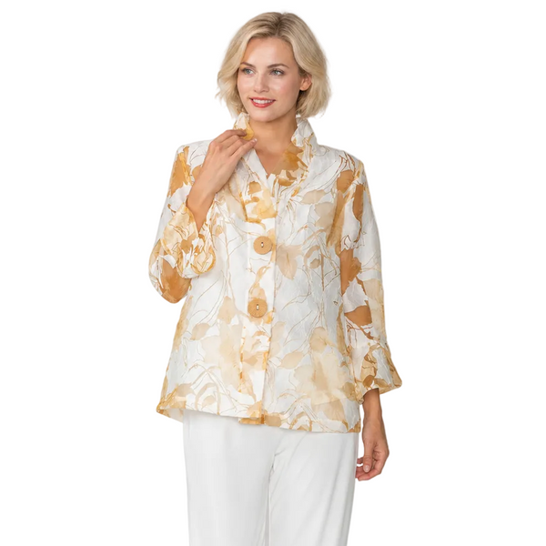 Sheer Floral Burnout Jacket in Beige - 6511J-BG