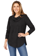 Soft Cotton Draped Cowl Neck Tunic - 10036